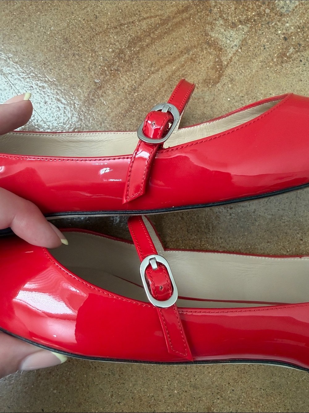 Stuart Weitzman Red Patent Pointed Mary Jane Flats - Picture 9 of 9
